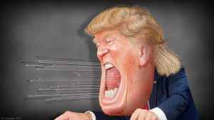 karykatura krzyczącego trumpa
