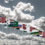 Flagi państw G20 powiewające na wietrze
